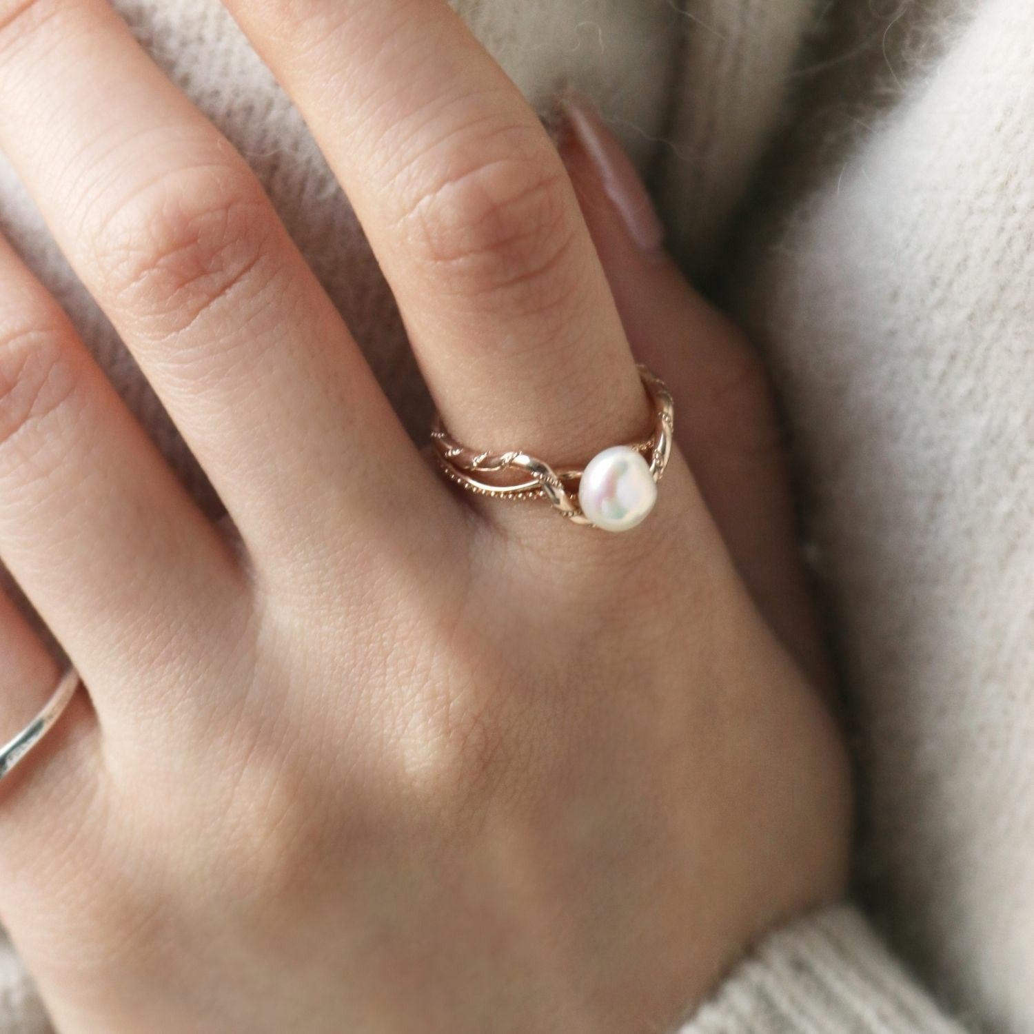 SAORIさんご着用【Pocket Ring】K10パールリング｜リング｜ノジェス