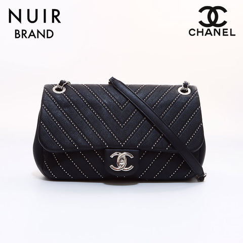 シャネル CHANEL シェブロン Vステッチ ショルダーバッグ ブラック