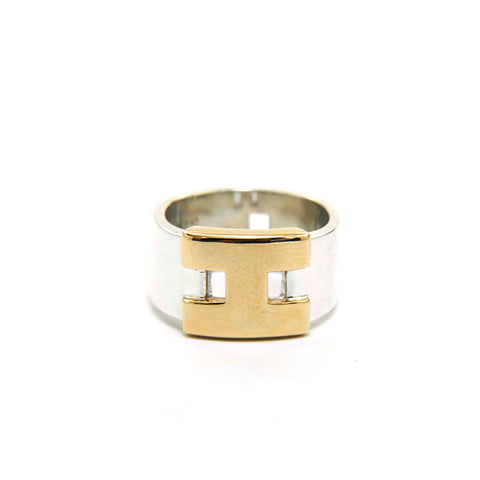 エルメス HERMES ヘラクレスリング シルバー YG Ag925 Au750 7.43g 45