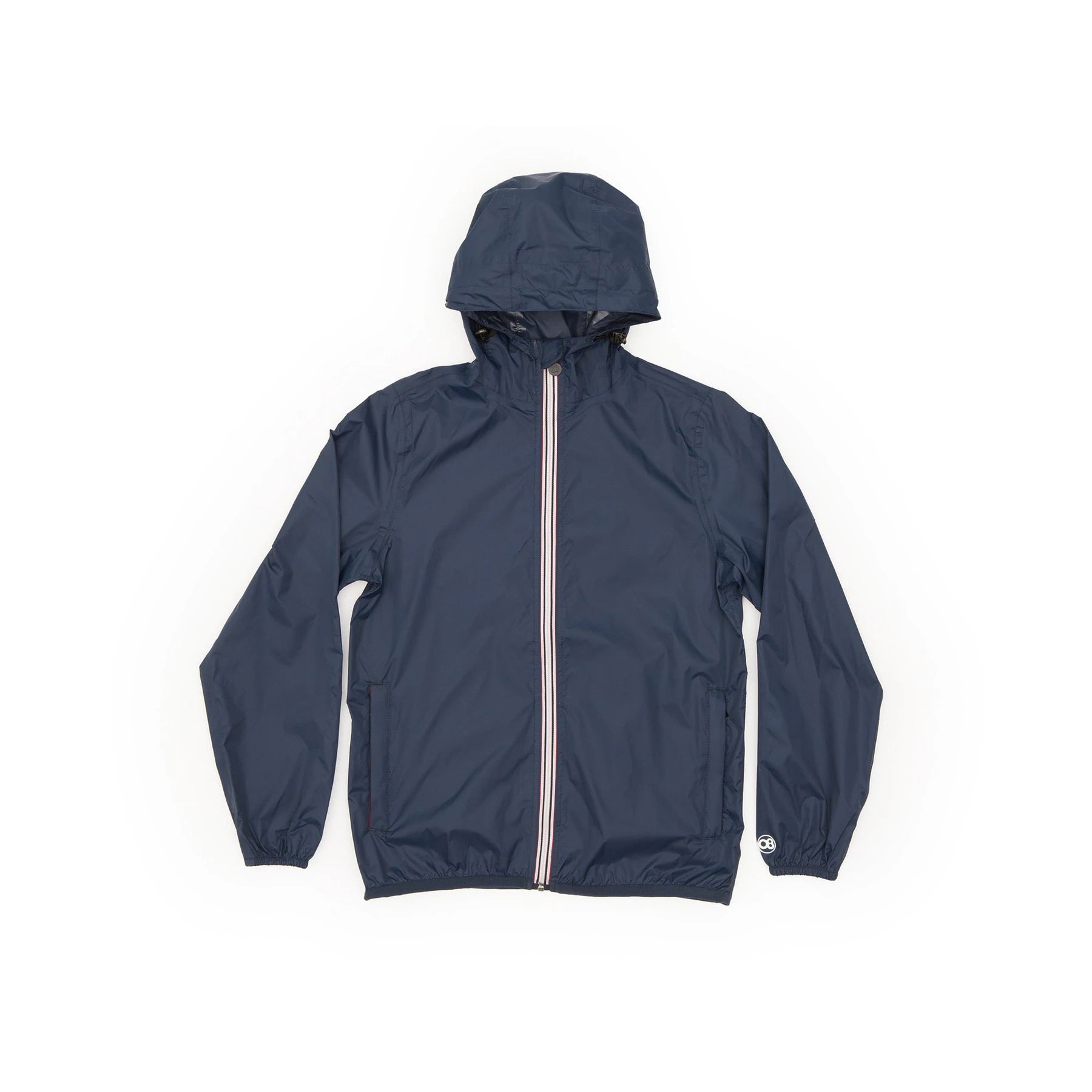 Men's packable rain jacket and windbreaker in navy