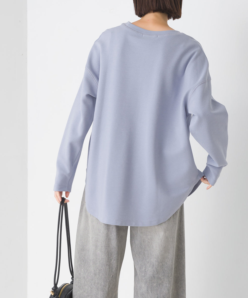 OMNES】リップルダブルフェイス 裾ラウンド長袖Tシャツ【7123-5405】