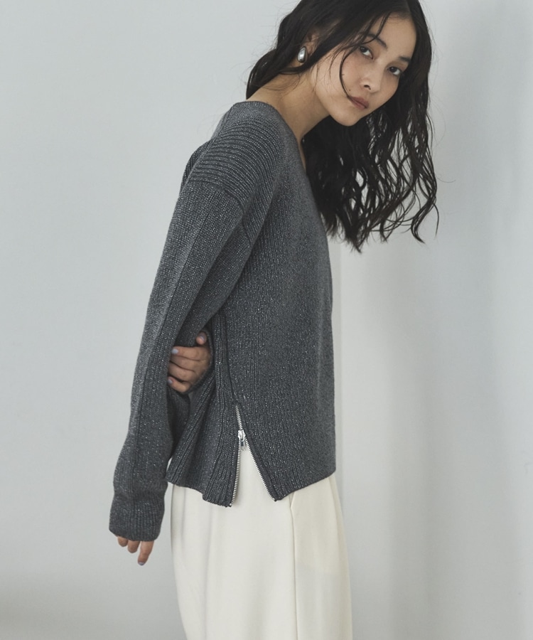 サイドZIPラメVネックニット(F IVORY): トップス｜PMbox P&M