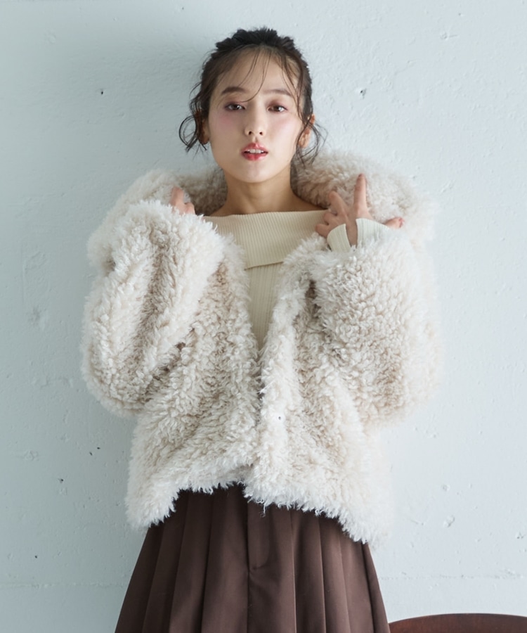 WEB限定】プードルファーショートコート(M IVORY): アウター｜PMbox