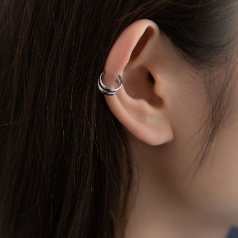 イヤーカフ ニッケルフリー 2連風 メタル イヤリング 【片耳用