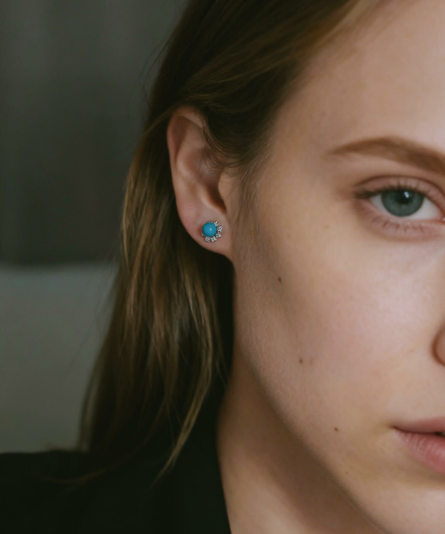 ダイヤモンド ターコイズ 天然石 ピアス レディース 【azel-pe アゼル