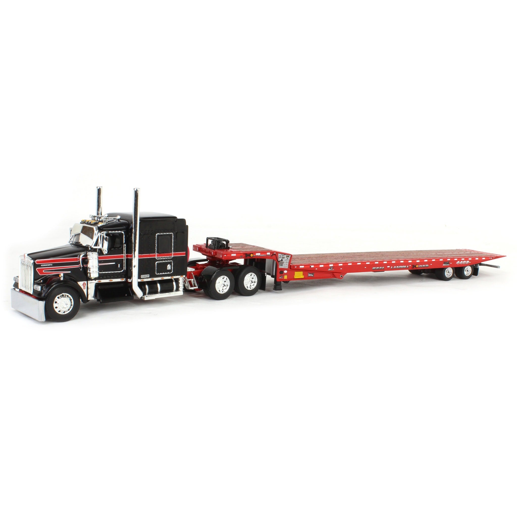 1/64 Black/Viper Red Kenworth W900L with Landoll 440B-50CA