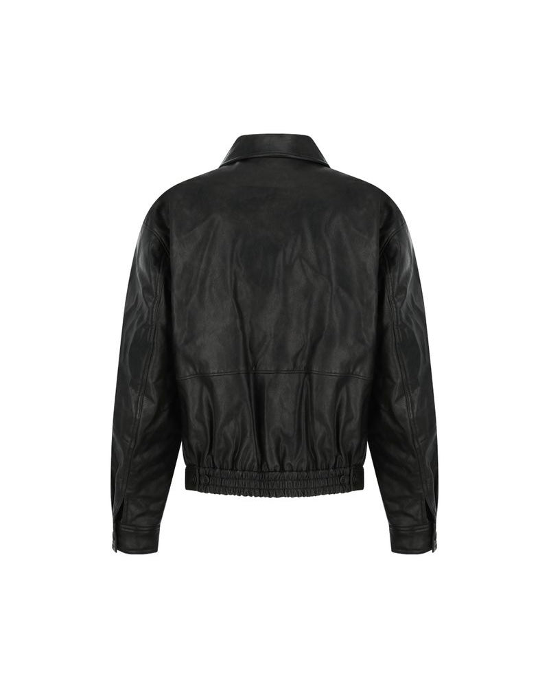AMOMENTO】SYNTHETIC LEATHER BLOUSON - BLACK