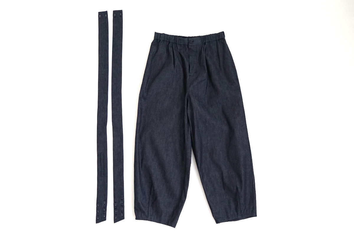 Mochi モチ suspenders denim cropped pants デニムパンツ