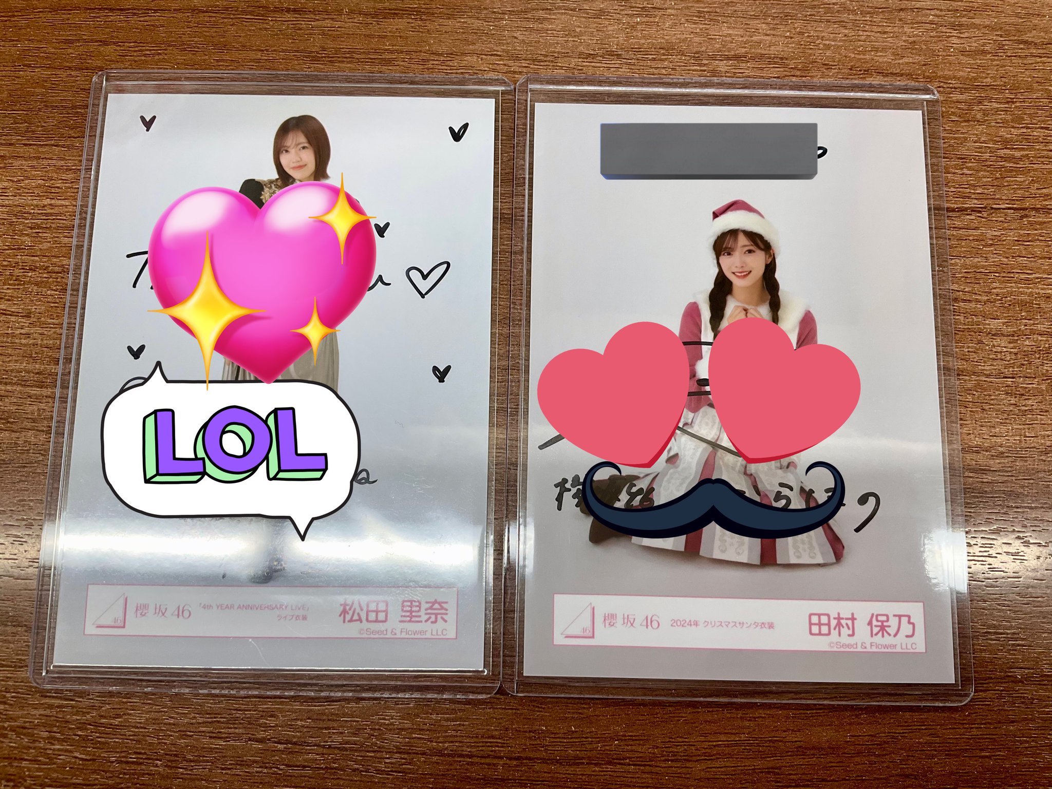 櫻坂46 守屋麗奈 直筆生写真 2023年クリスマスサンタ衣装 チュウ 櫻坂