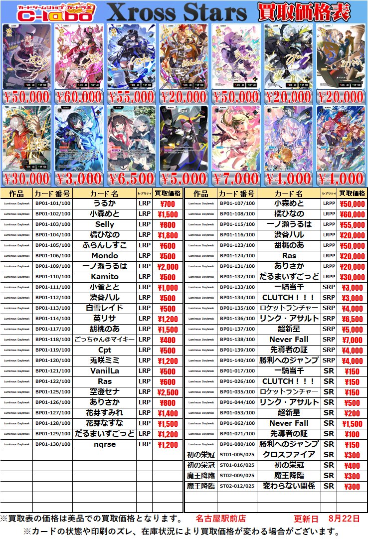 Xross Stars クロススターズ 買取情報】 #クロスタ 買取価格表を更新