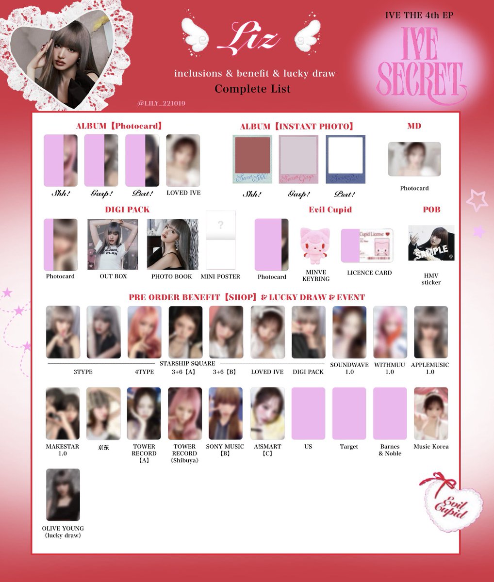 IVE SECRET】 封入&特典 トレカ 一覧 ❤️🪽Complete List ver.4 追加