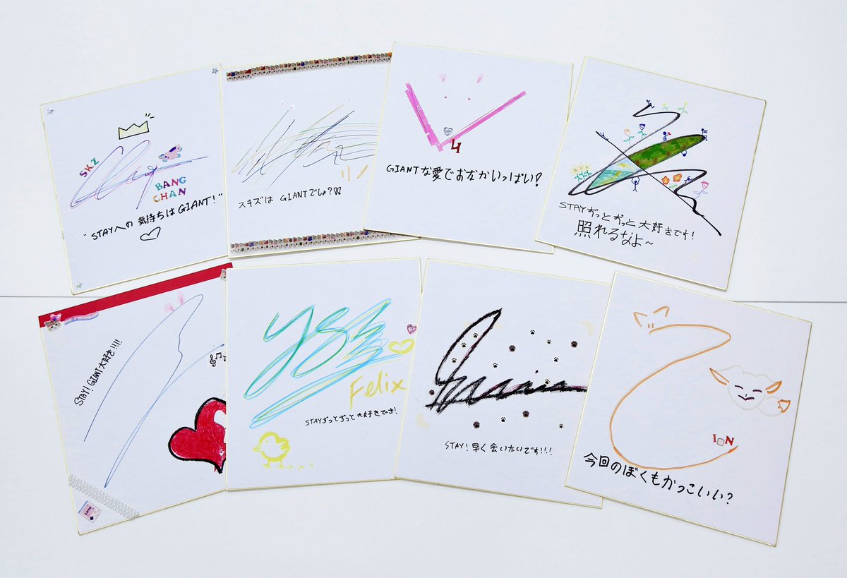STAY～❣️ スキズが思い思いに彩った色紙とチェキを公開👑✨ シリアル