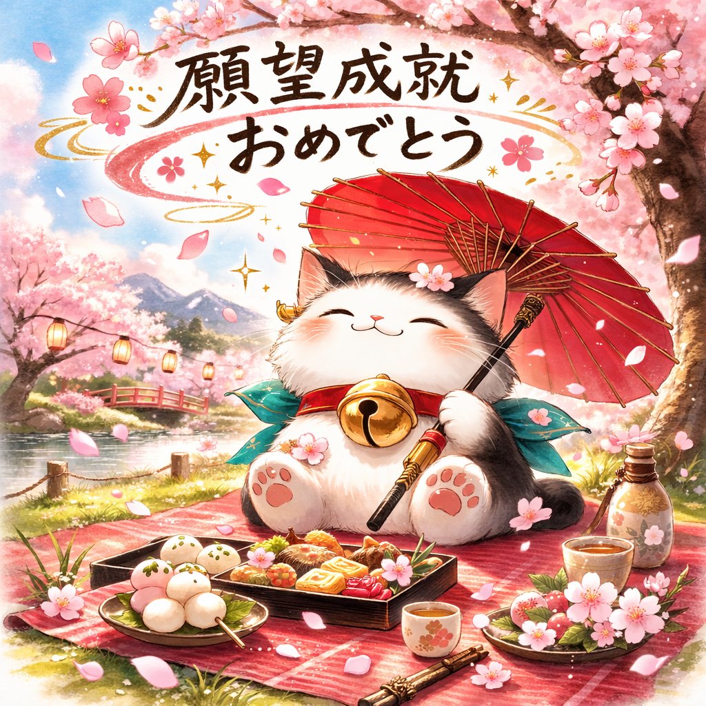 おめでとニャー🎉 おめでとニャー🎉 あニャたのお願い叶ったニャ