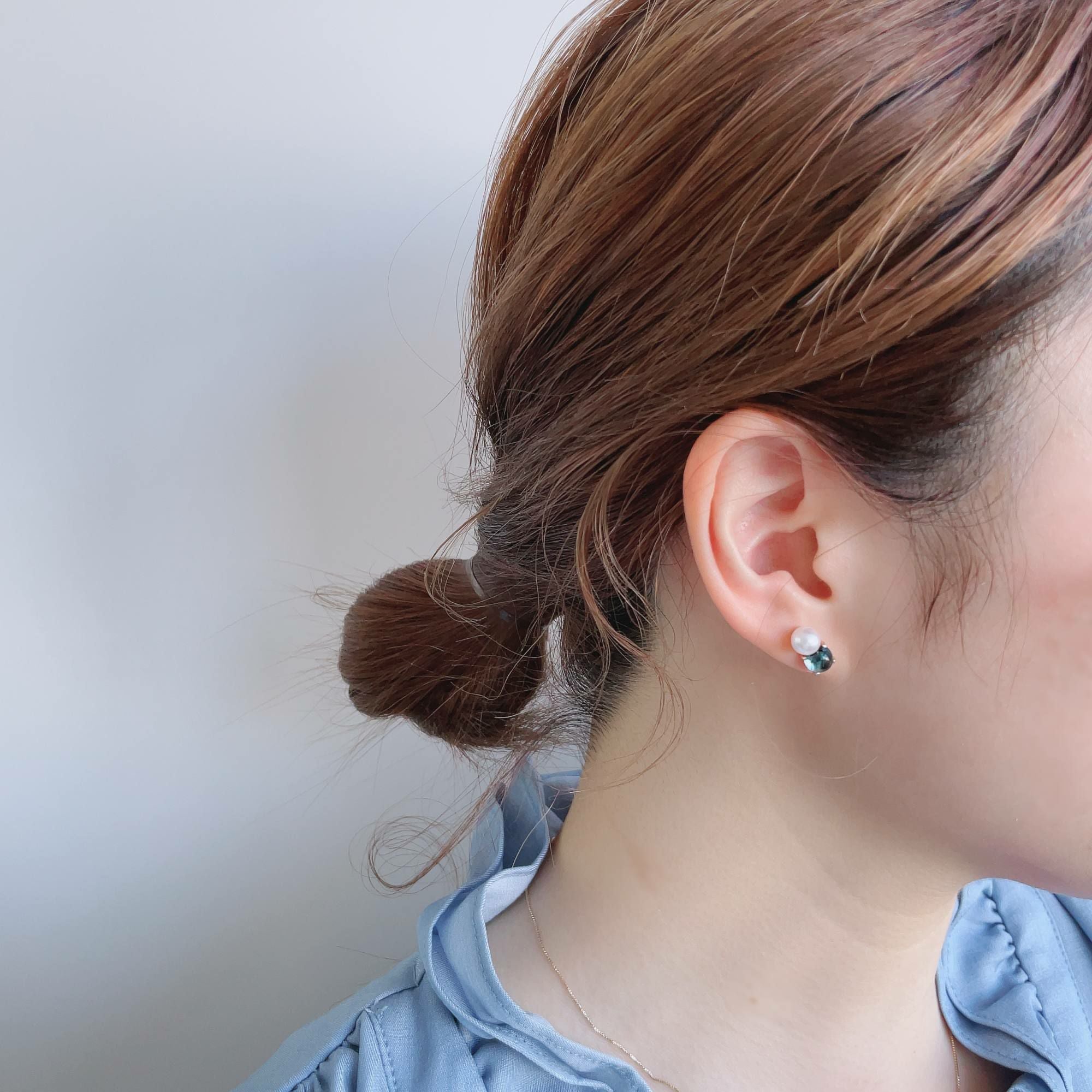 WEB限定】あこや真珠×ロンドンブルートパーズ ピアス 5.5-6.0mm/6mmUP