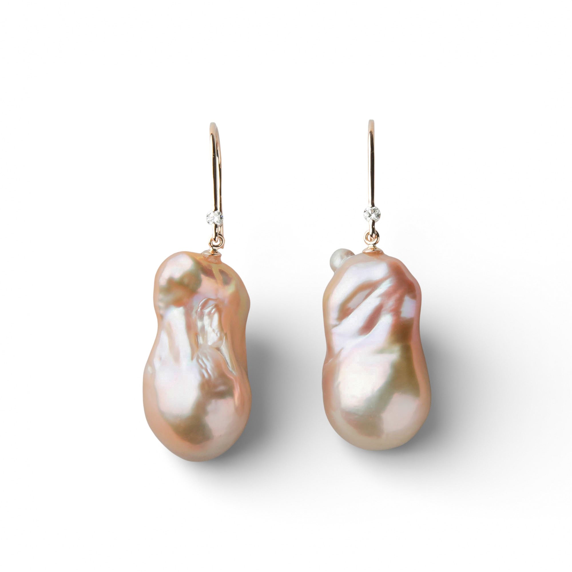 WEB限定】Unique+ 淡水バロック真珠 フックピアス 12mmUP K18YG