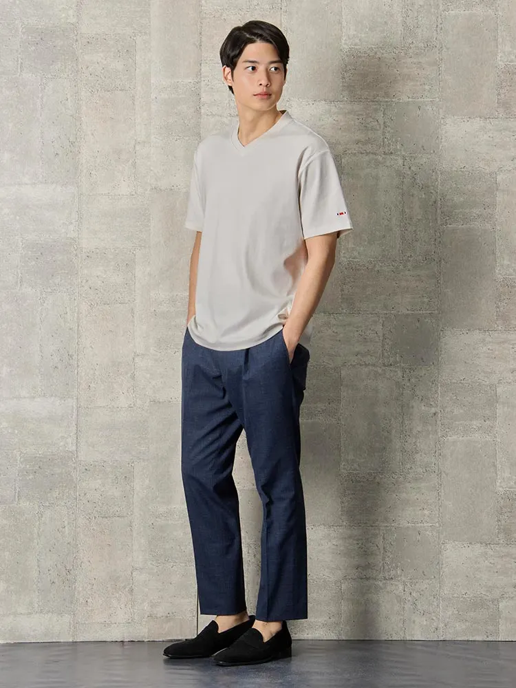 M．グレー TRANS CONTINENTS シルケットスムーススロープVネックT