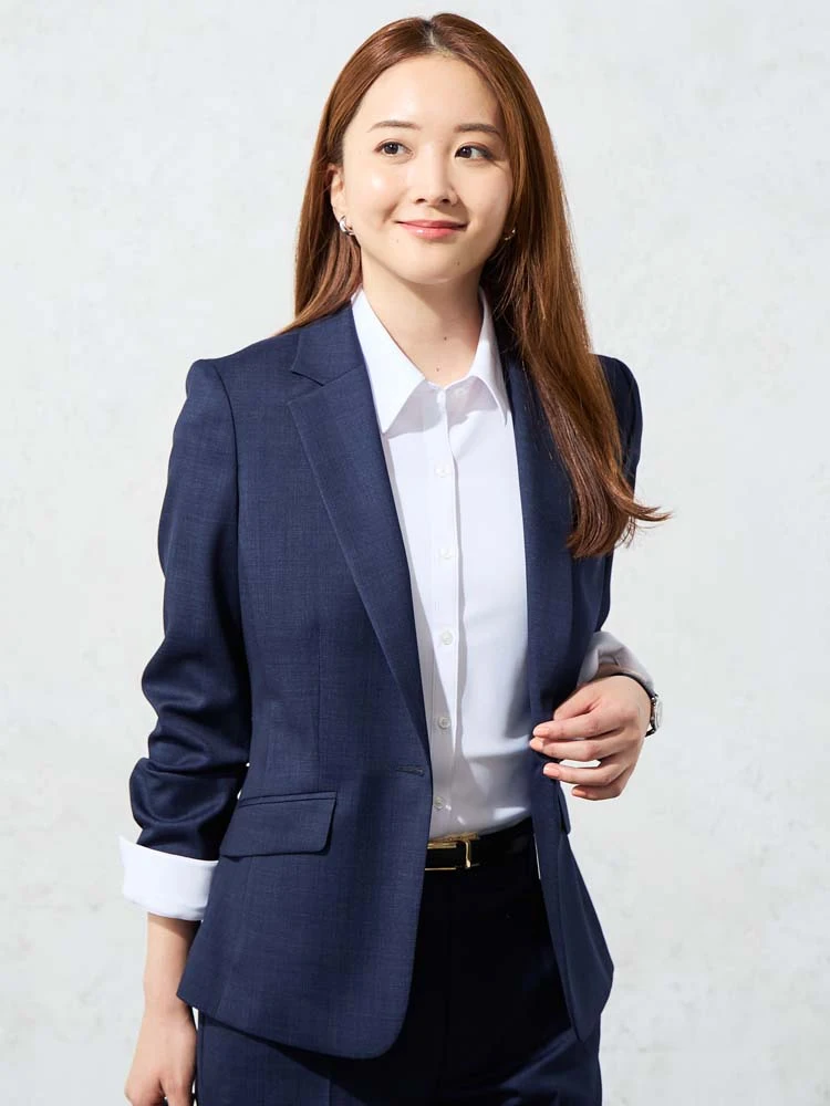 ネイビー デニムライクスーツ 無地 テーラードジャケット ネイビー