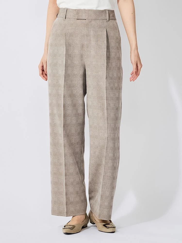 ブラウン 【My wardrobe】グレンチェックスーツ タックワイドパンツ