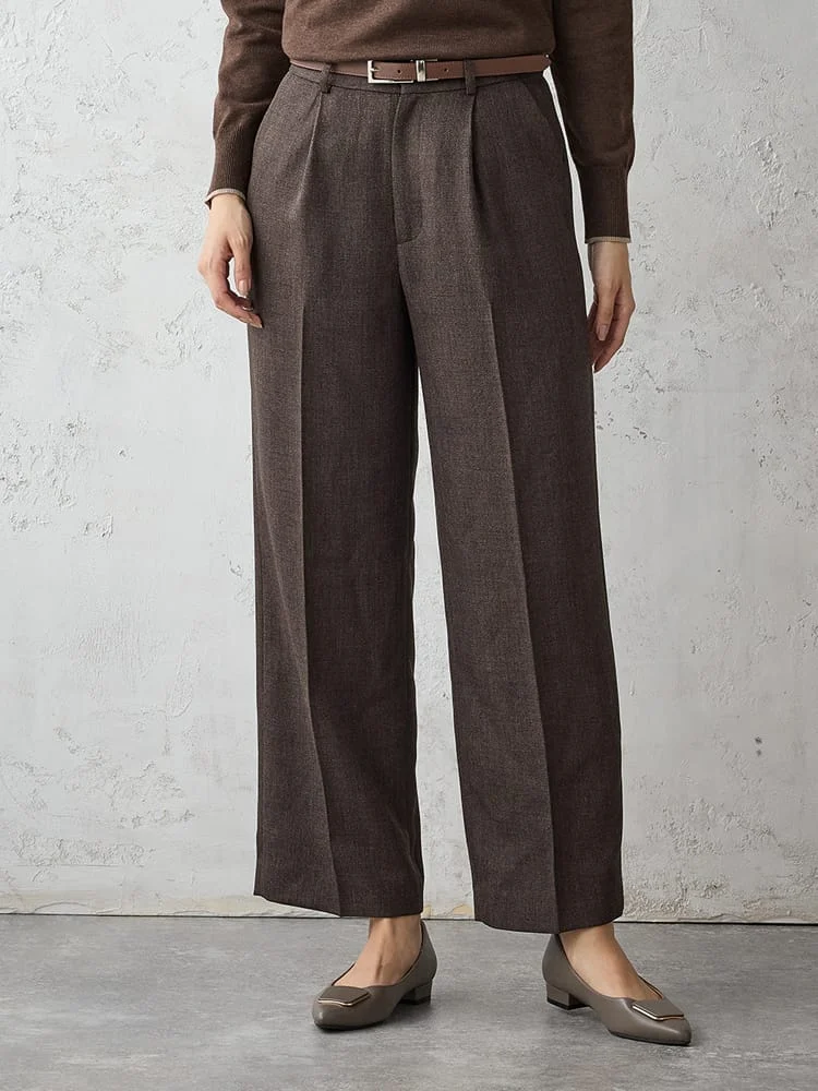 M．グレー ツイードラチネスーツ ワイドパンツ グレー/ブラウン