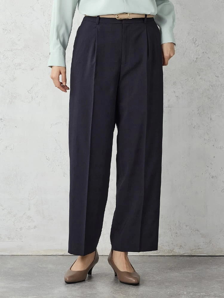 ネイビー チェック柄スーツ ワイドパンツ グレー/ネイビー | P.S.FA