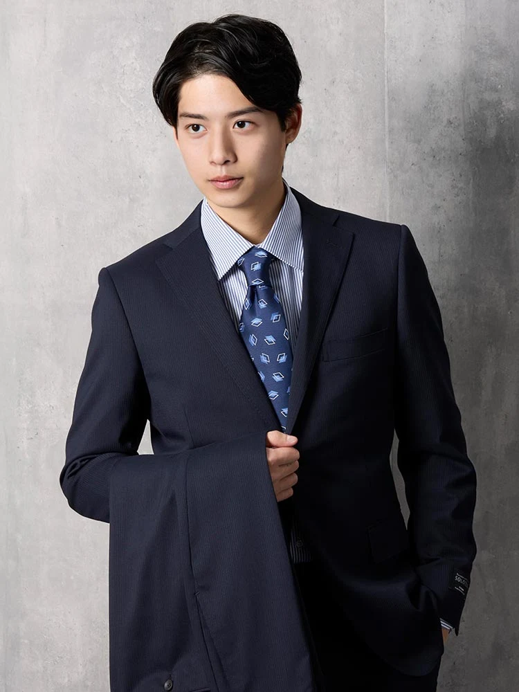 上下洗える/SOLOTEX】定番ツーパンツスーツ シャドウストライプ