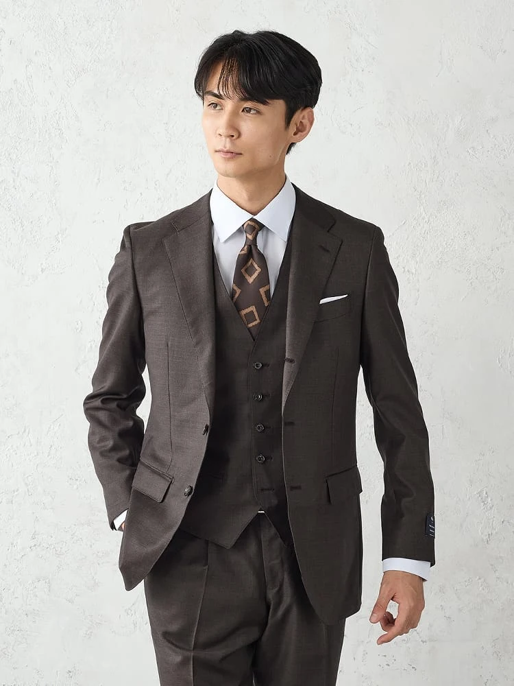 ブラウン 【REDA/Super110'S】TRANS CONTINENTS ウール100