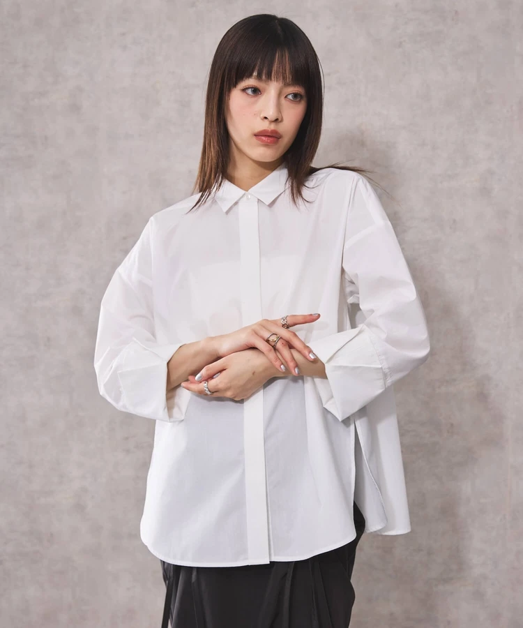 オフホワイト 比翼仕立てシャツ【DIP IN CHOCOLATE】 | P.S.FA公式通販