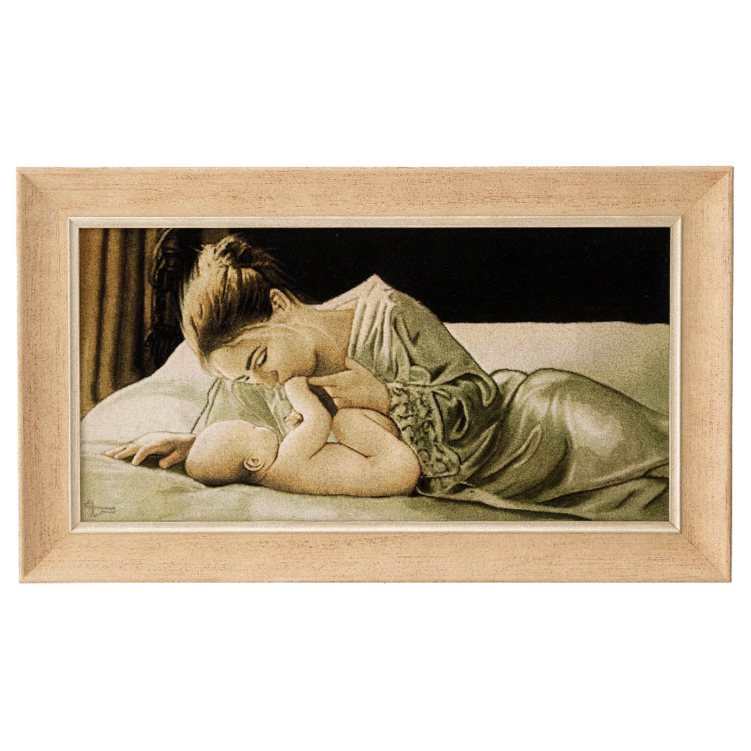 ペルシャ手織り絨毯 ウール＆シルク ピクチャー タブリーズ 額縁46