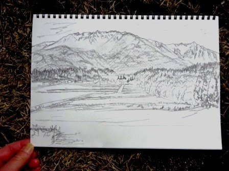 おうちで水彩画 【鉛筆スケッチ 風景 もうひとつ】 : 若狭宣子 水彩画