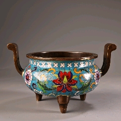 珍品旧藏收纯铜全铜高浮雕錾刻景泰蓝掐丝珐琅彩工艺精湛器形款式精美重