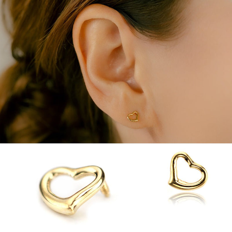 K18YG オープンハート ボディピアス（軟骨ピアス）アウターコンク