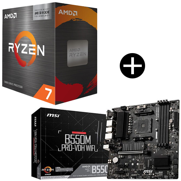 AMD Ryzen 7 5700X3D WOF W/O Cooler CPU + MSI B550M PRO-VDH WIFI