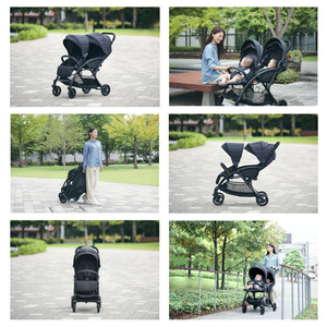 KATOJI タンデムストローラー シングルタイヤ ブラック 41462 [二人