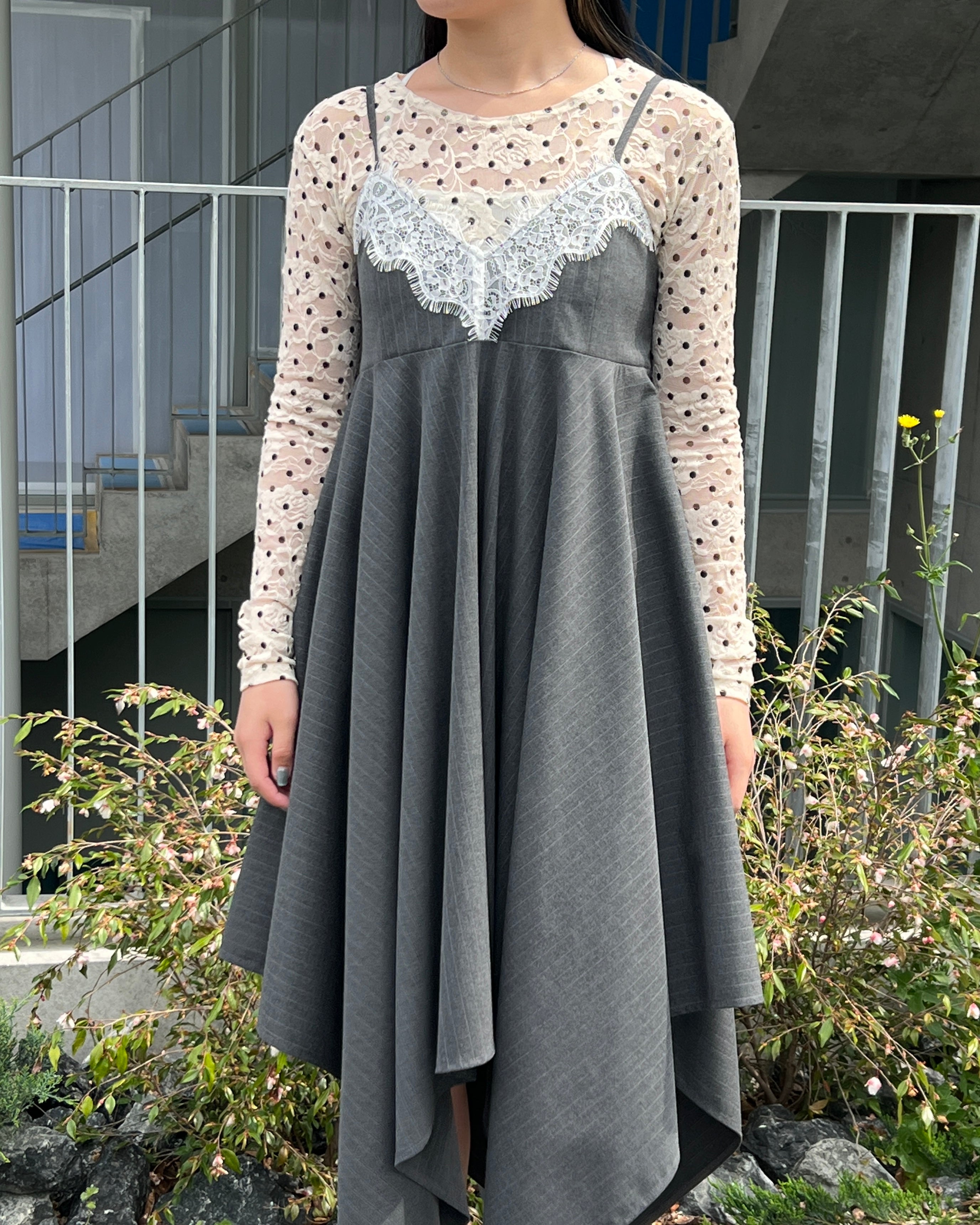 Lace handkerchief hem dress