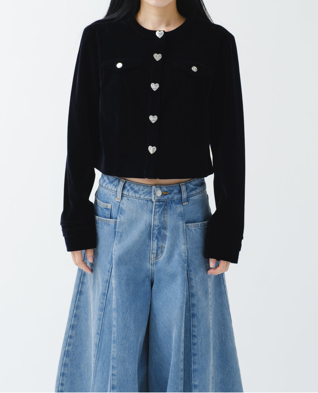 Heart button velvet jacket