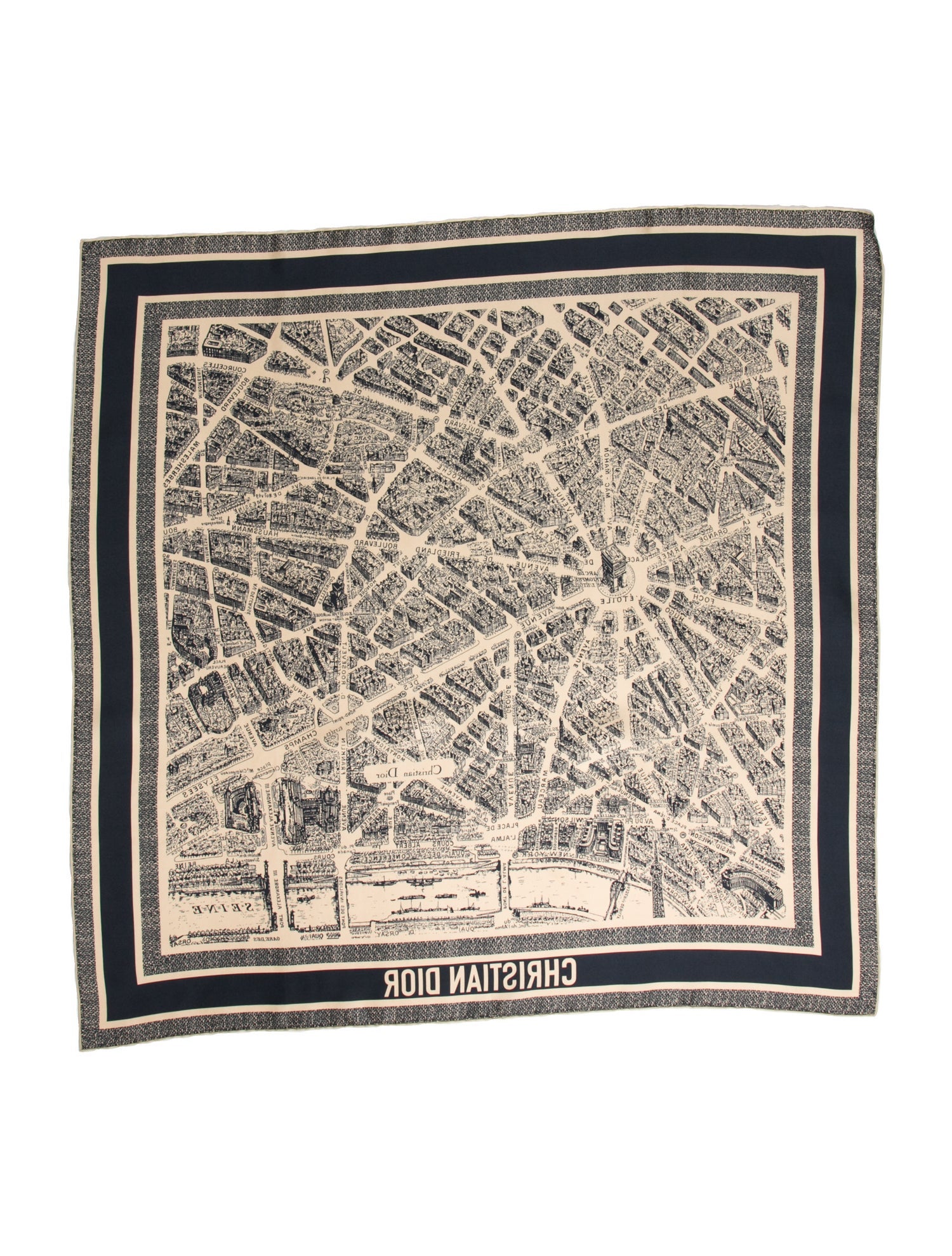 Christian Dior Plan de Paris Silk Scarf w/ Tags - Neutrals Scarves