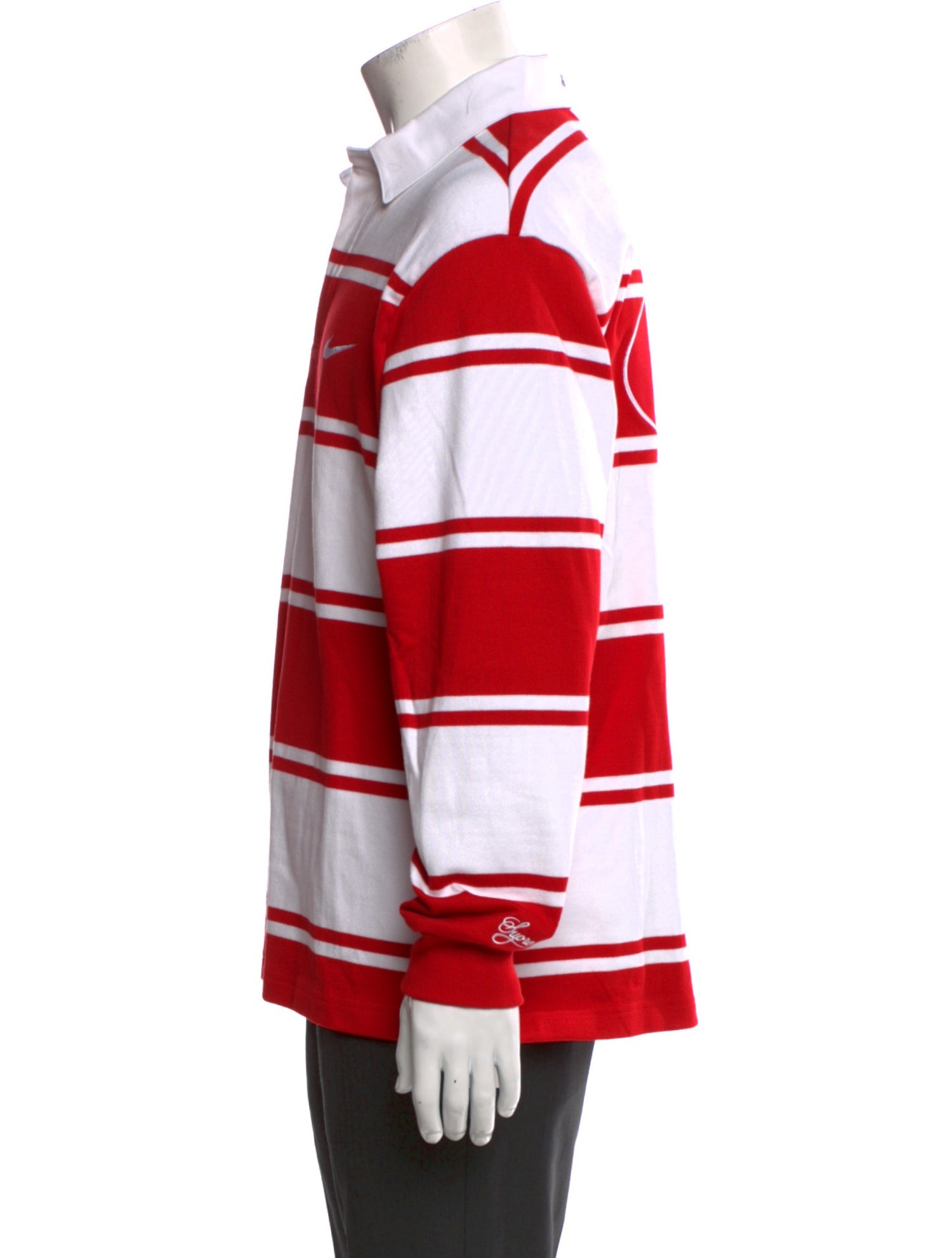 Supreme x Nike 2025 Stripe Rugby Shirt w/ Tags - Red Casual Shirts