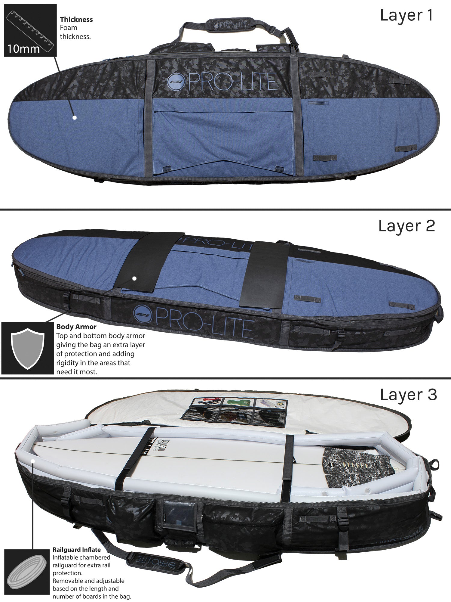 Armored Coffin Surfboard Travel Bag Triple/Quad (3-4+ Boards