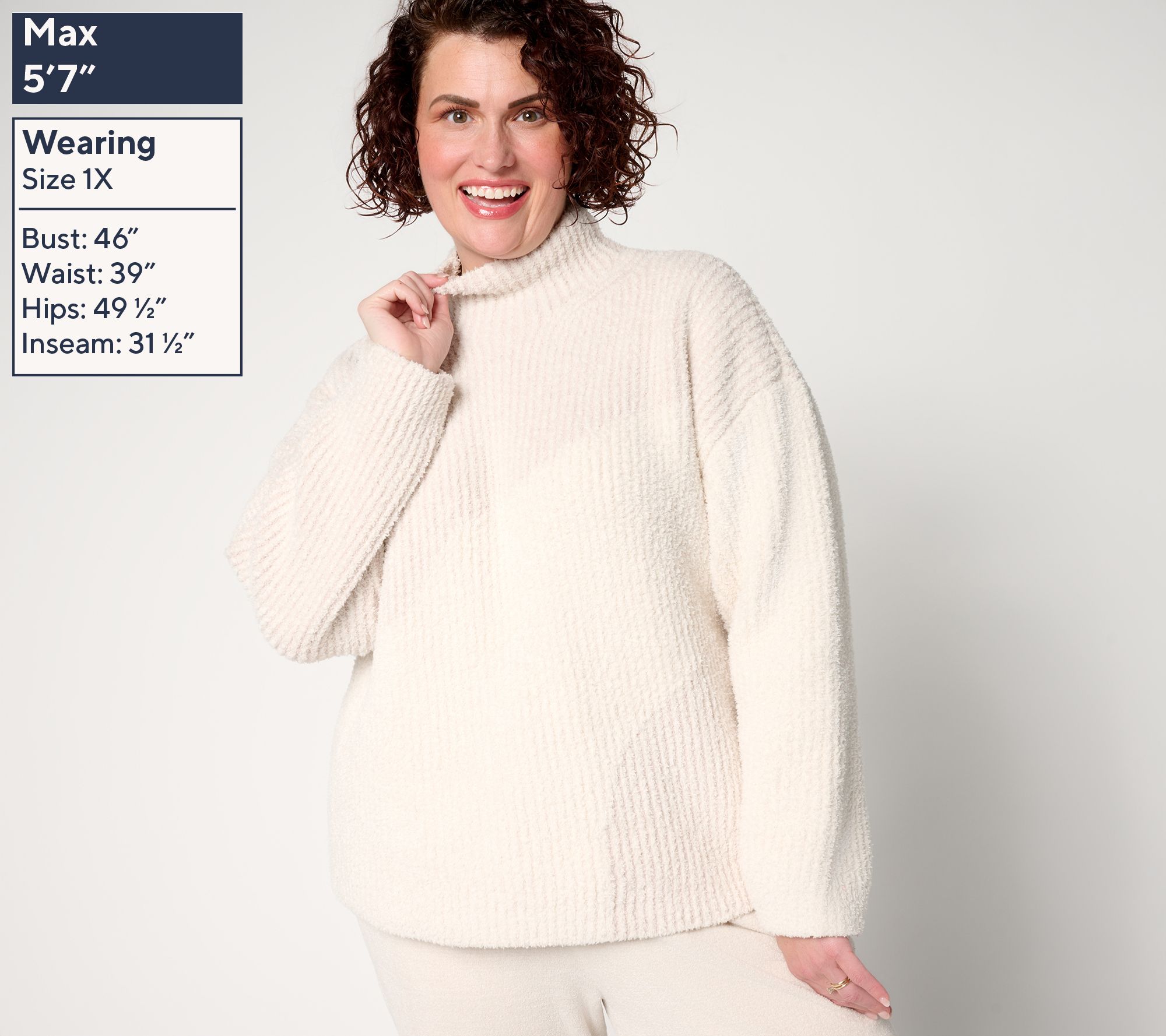Barefoot Dreams CozyChic Contrast Rib Mock Neck Pullover - QVC.com