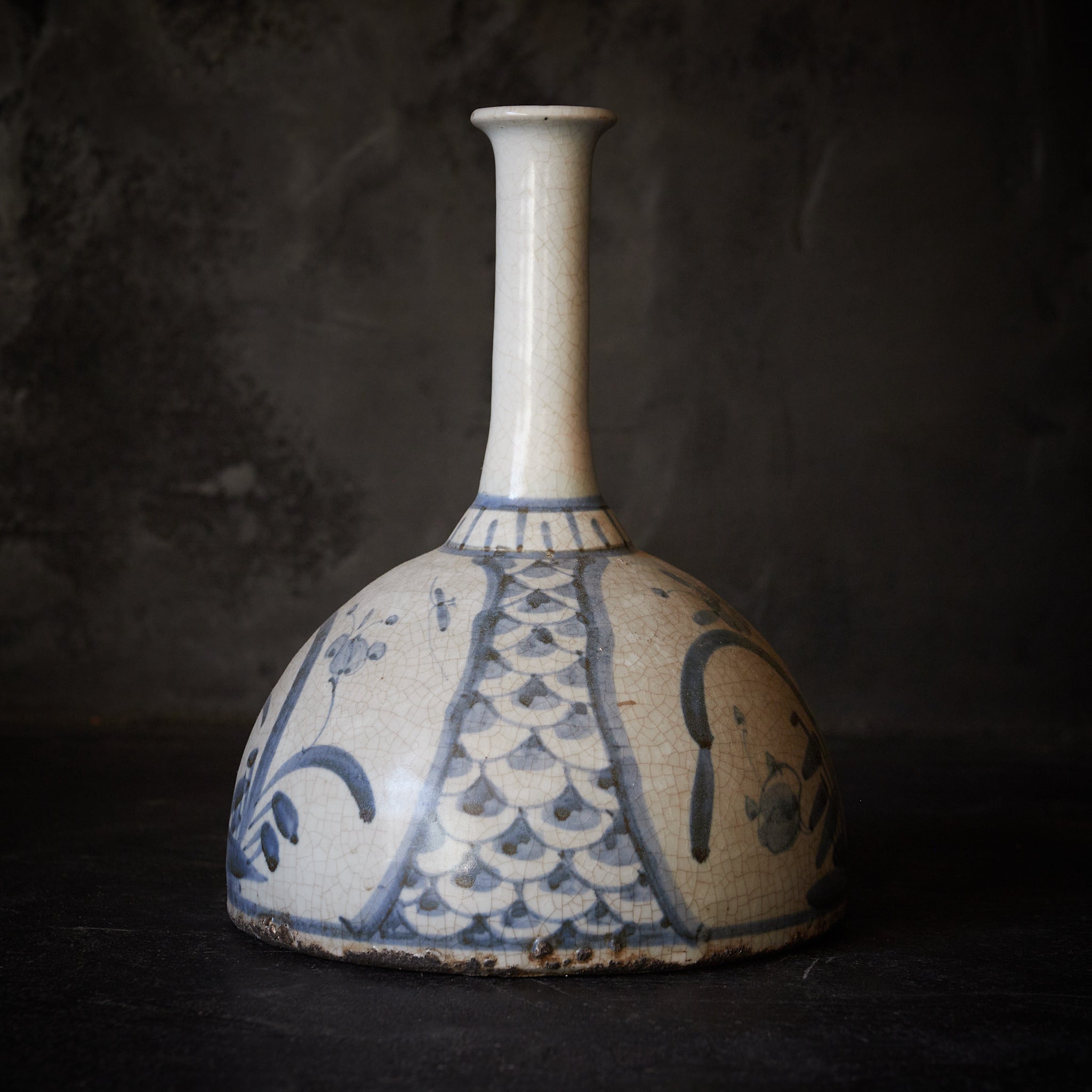 ◇古伊万里 染付草花文 御神酒徳利 一輪挿し 花瓶 江戸時代前期〜中期