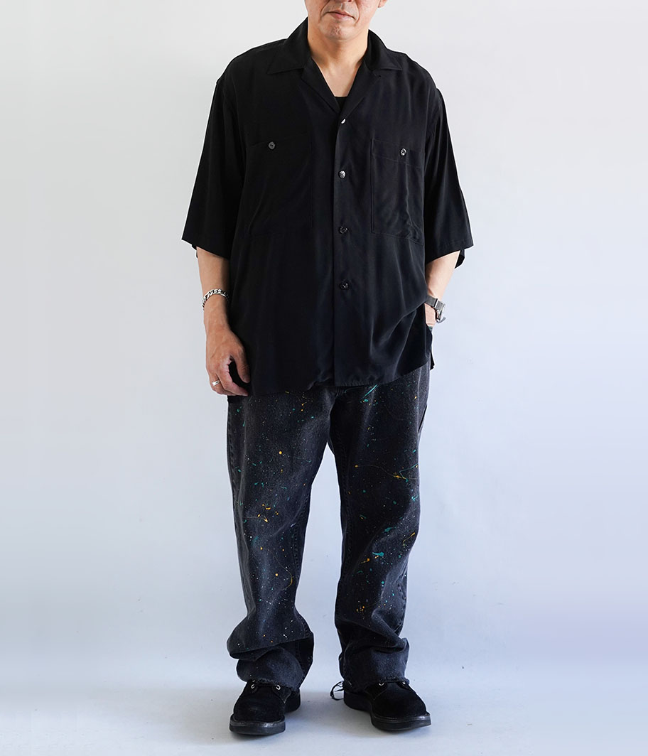 YOKE OPEN COLLAR SHIRT [BLACK] - Fresh Service NECESSARY or