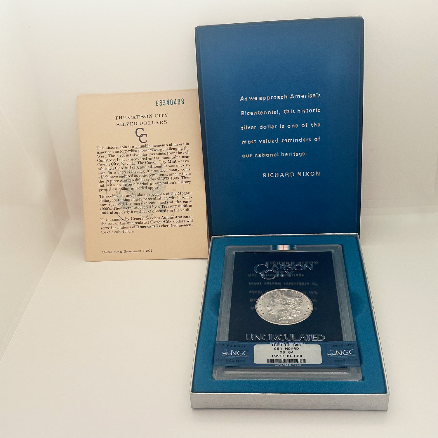 モルガンダラー1ドル銀貨 MS64 CC(カーソンシティー) GSAスラブケース