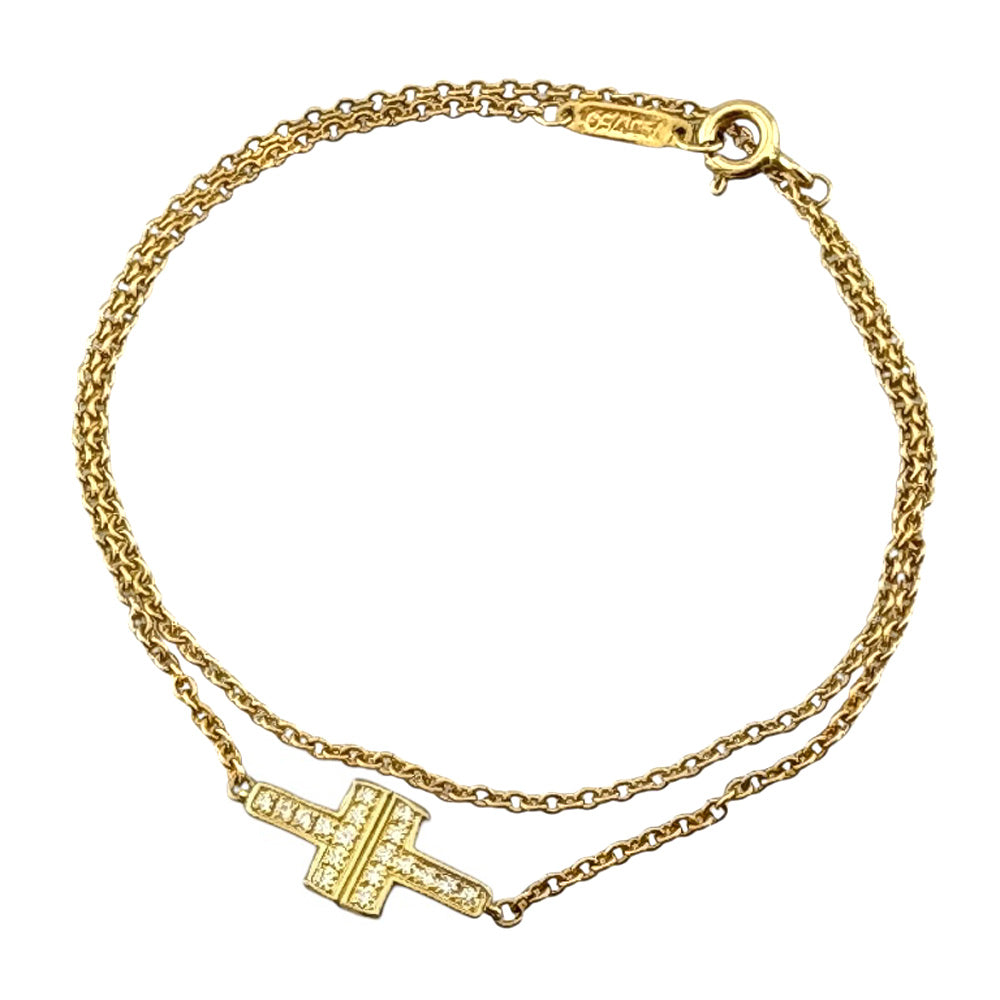 TIFFANY&Co. ティファニー T TWOダブルチェーン ブレスレット 18金 K18