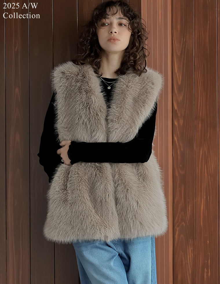 ミドルフェイクファーベスト - ジャケット/アウター通販 | 人気