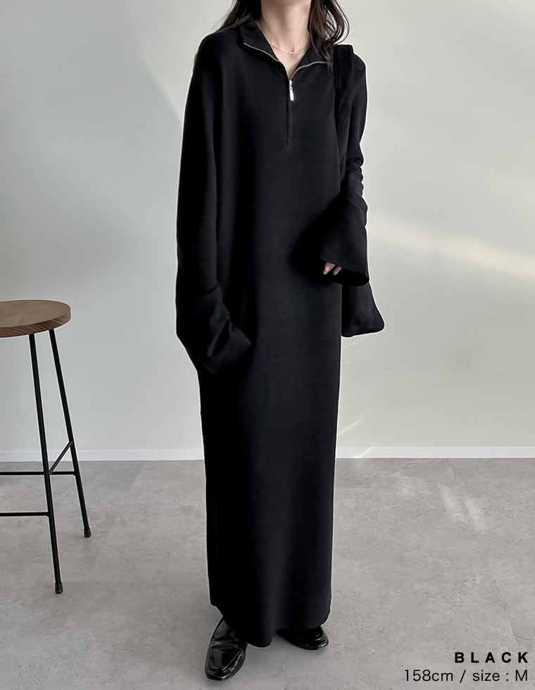 ミラノリブハーフジップニットワンピース - ワンピース通販 | 人気