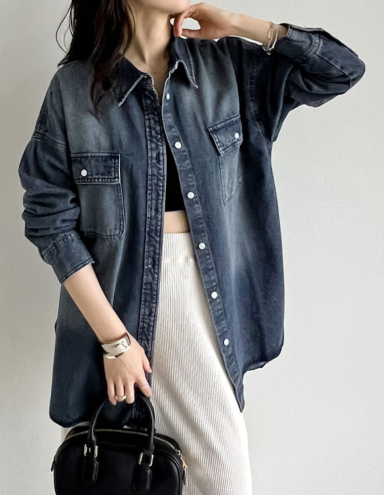 ダブルポケットダンガリーシャツ - トップス通販 | 人気レディース