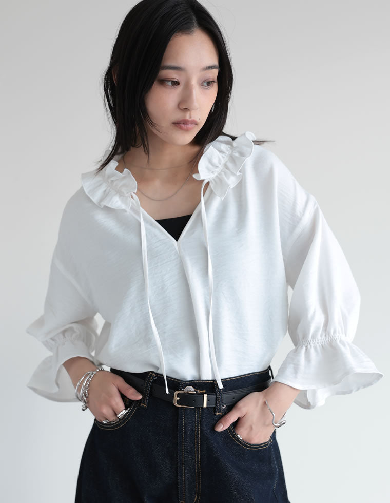 フリルパフスリーブトップス - トップス通販 | 人気レディース