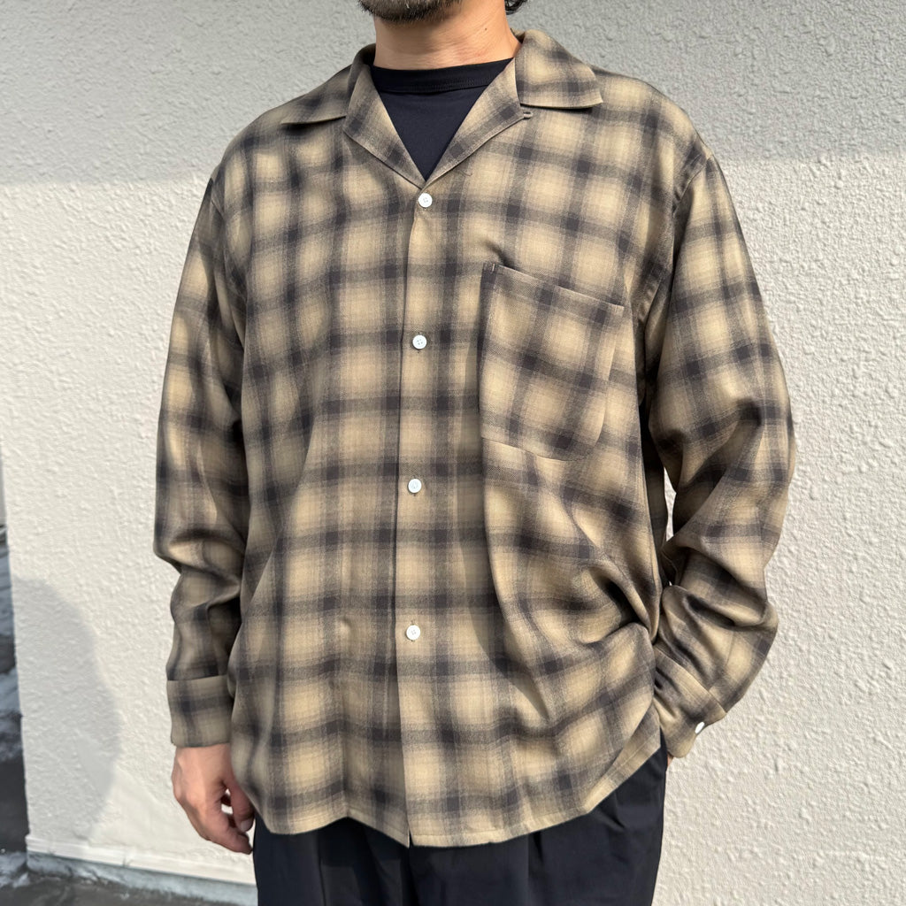 Kaptain Sunshine : Wool Ombre Open Collared Shirt (BEIGE OMBRE