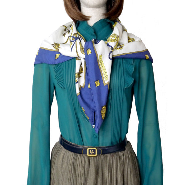 HERMES 大判カレ90スカーフ LES CLES（青系/鍵柄） – Vintage Shop Rococo