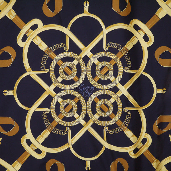 HERMES 大判カレ90スカーフ Eperon d'Or（黒系/黄金の拍車） – Vintage